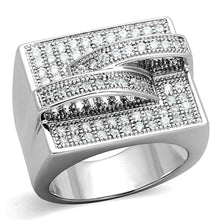 Load image into Gallery viewer, 3W562 - Rhodium Brass Ring with AAA Grade CZ  in Clear