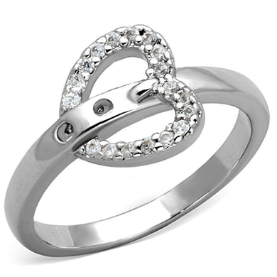 3W573 - Rhodium Brass Ring with AAA Grade CZ  in Clear