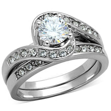 Load image into Gallery viewer, 3W575 - Rhodium Brass Ring with AAA Grade CZ  in Clear