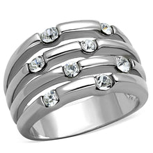 Load image into Gallery viewer, 3W581 - Rhodium Brass Ring with Top Grade Crystal  in Clear