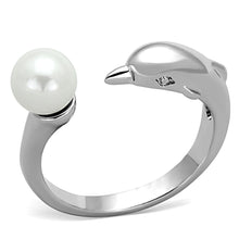 Load image into Gallery viewer, 3W587 - Rhodium Brass Ring with Synthetic Pearl in White