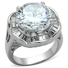 Load image into Gallery viewer, 3W589 - Rhodium Brass Ring with AAA Grade CZ  in Clear