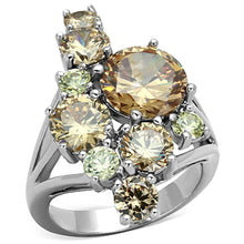 Load image into Gallery viewer, 3W600 - Rhodium Brass Ring with AAA Grade CZ  in Multi Color