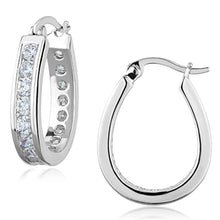 Load image into Gallery viewer, 3W625 - Rhodium Brass Earrings with AAA Grade CZ  in Clear