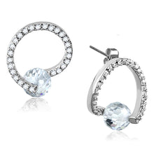 Load image into Gallery viewer, 3W626 - Rhodium Brass Earrings with AAA Grade CZ  in Clear