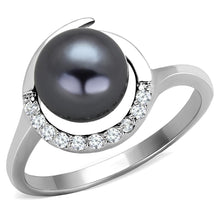 Load image into Gallery viewer, 3W629 - Rhodium Brass Ring with Synthetic Pearl in Gray