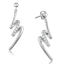Load image into Gallery viewer, 3W632 - Rhodium Brass Earrings with AAA Grade CZ  in Clear
