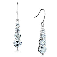 Load image into Gallery viewer, 3W633 - Rhodium Brass Earrings with AAA Grade CZ  in Clear