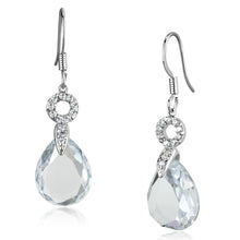Load image into Gallery viewer, 3W634 - Rhodium Brass Earrings with AAA Grade CZ  in Clear