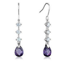 Load image into Gallery viewer, 3W635 - Rhodium Brass Earrings with AAA Grade CZ  in Amethyst
