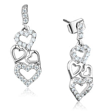 Load image into Gallery viewer, 3W640 - Rhodium Brass Earrings with AAA Grade CZ  in Clear