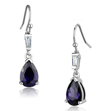 Load image into Gallery viewer, 3W648 - Rhodium Brass Earrings with AAA Grade CZ  in Amethyst