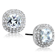 Load image into Gallery viewer, 3W651 - Rhodium Brass Earrings with AAA Grade CZ  in Clear