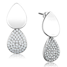 Load image into Gallery viewer, 3W659 - Rhodium Brass Earrings with AAA Grade CZ  in Clear