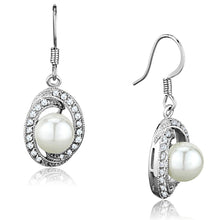 Load image into Gallery viewer, 3W673 - Rhodium Brass Earrings with Synthetic Pearl in White