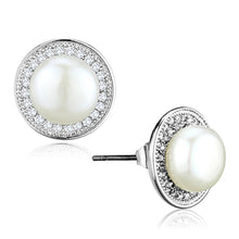Load image into Gallery viewer, 3W682 - Rhodium Brass Earrings with Synthetic Pearl in White