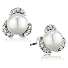 Load image into Gallery viewer, 3W686 - Rhodium Brass Earrings with Synthetic Pearl in White