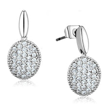 Load image into Gallery viewer, 3W690 - Rhodium Brass Earrings with AAA Grade CZ  in Clear