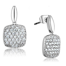 Load image into Gallery viewer, 3W691 - Rhodium Brass Earrings with AAA Grade CZ  in Clear