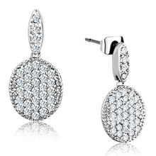 Load image into Gallery viewer, 3W692 - Rhodium Brass Earrings with AAA Grade CZ  in Clear
