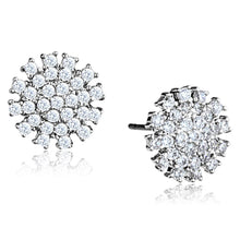 Load image into Gallery viewer, 3W694 - Rhodium Brass Earrings with AAA Grade CZ  in Clear
