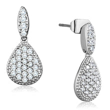 Load image into Gallery viewer, 3W696 - Rhodium Brass Earrings with AAA Grade CZ  in Clear