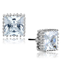Load image into Gallery viewer, 3W700 - Rhodium Brass Earrings with AAA Grade CZ  in Clear
