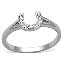 Load image into Gallery viewer, 3W762 - Rhodium Brass Ring with AAA Grade CZ  in Clear