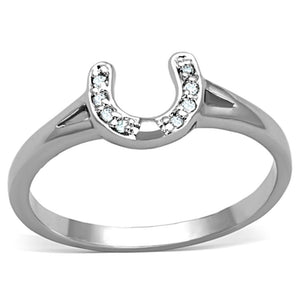3W762 - Rhodium Brass Ring with AAA Grade CZ  in Clear