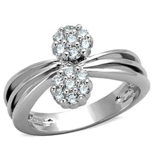 Load image into Gallery viewer, 3W767 - Rhodium Brass Ring with AAA Grade CZ  in Clear