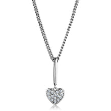 Load image into Gallery viewer, 3W773 - Rhodium Brass Chain Pendant with AAA Grade CZ  in Clear