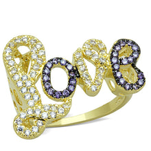 Load image into Gallery viewer, 3W777 - Gold+Ruthenium Brass Ring with AAA Grade CZ  in Amethyst