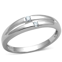 Load image into Gallery viewer, 3W779 - Rhodium Brass Ring with AAA Grade CZ  in Clear