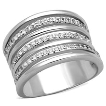 Load image into Gallery viewer, 3W791 - Rhodium Brass Ring with AAA Grade CZ  in Clear