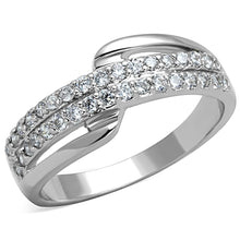 Load image into Gallery viewer, 3W798 - Rhodium Brass Ring with AAA Grade CZ  in Clear