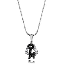 Load image into Gallery viewer, 3W799 - Rhodium + Ruthenium Brass Chain Pendant with AAA Grade CZ  in Black Diamond