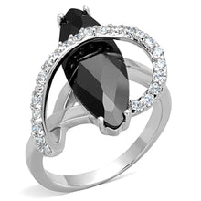 Load image into Gallery viewer, 3W800 - Rhodium Brass Ring with AAA Grade CZ  in Jet