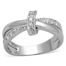Load image into Gallery viewer, 3W819 - Rhodium Brass Ring with AAA Grade CZ  in Clear