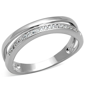 3W829 - Rhodium Brass Ring with AAA Grade CZ  in Clear