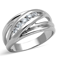 Load image into Gallery viewer, 3W830 - Rhodium Brass Ring with AAA Grade CZ  in Clear