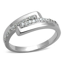Load image into Gallery viewer, 3W835 - Rhodium Brass Ring with AAA Grade CZ  in Clear