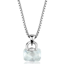 Load image into Gallery viewer, 3W844 - Rhodium Brass Chain Pendant with AAA Grade CZ  in Clear