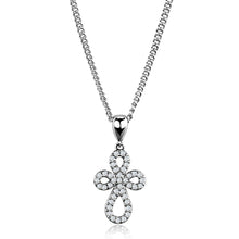 Load image into Gallery viewer, 3W845 - Rhodium Brass Chain Pendant with AAA Grade CZ  in Clear