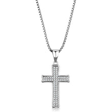 Load image into Gallery viewer, 3W846 - Rhodium Brass Chain Pendant with AAA Grade CZ  in Clear
