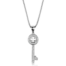 Load image into Gallery viewer, 3W851 - Rhodium Brass Chain Pendant with AAA Grade CZ  in Clear