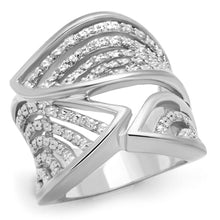 Load image into Gallery viewer, 3W854 - Rhodium Brass Ring with AAA Grade CZ  in Clear