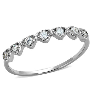 3W868 - Rhodium Brass Ring with AAA Grade CZ  in Clear