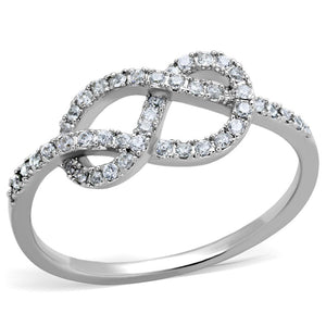 3W876 - Rhodium Brass Ring with AAA Grade CZ  in Clear