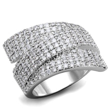 Load image into Gallery viewer, 3W883 - Rhodium Brass Ring with AAA Grade CZ  in Clear