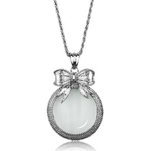 Load image into Gallery viewer, 3W911 - Rhodium Brass Magnifier pendant with Synthetic Synthetic Glass in Clear